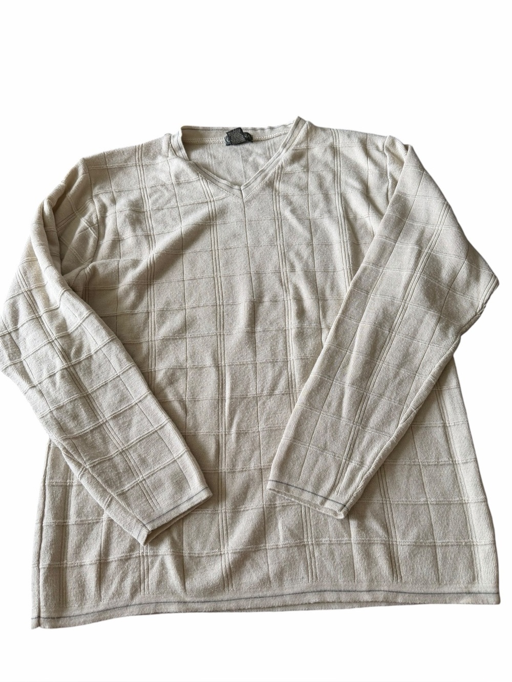 Vintage Cortina men’s Cream V-Neck Knit Sweater